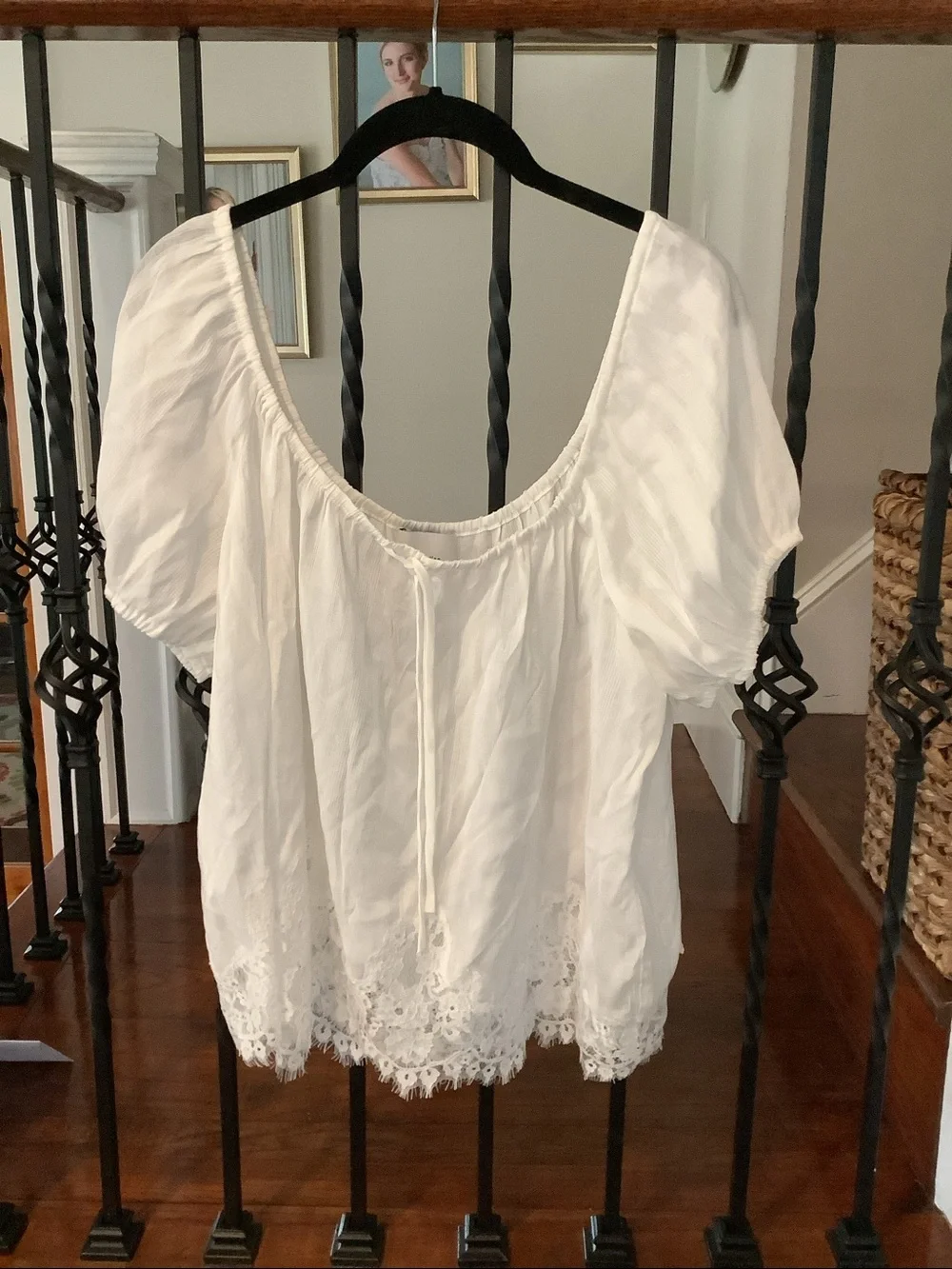 Reformation Rhia Lace Trim Top White Size XL